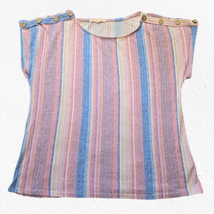 Purple Blue Heathered Striped Short Cap Sleeve Above and Beyond Blouse Size 1X